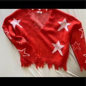 Red with white stars sweater
